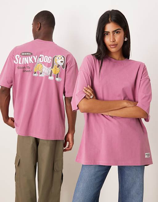 ASOS DESIGN Disney Pixar oversized t-shirt with Slinky print in pink