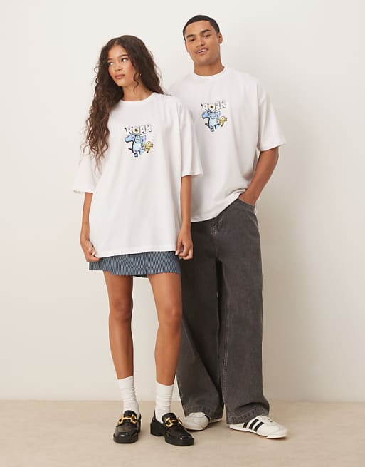 ASOS DESIGN Disney Pixar Unisex Oversized T-shirt With Monsters Inc Print In White - WHITE