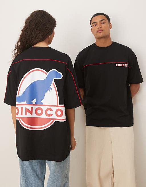 ASOS DESIGN Disney Pixar Unisex Oversized T-shirt With Cars Dinoco Prints In Black