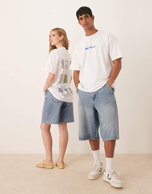 ASOS DESIGN Disney Pixar Unisex Oversized T-shirt With Monsters Inc Multi Prints In White