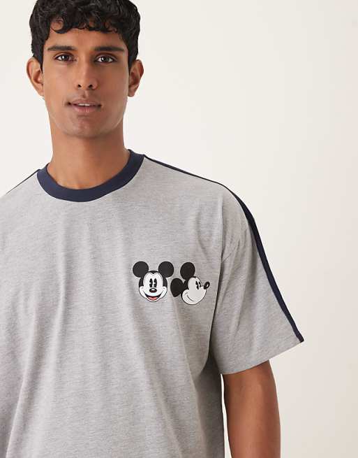 ASOS DESIGN Disney Unisex Oversized T-shirt With Mickey Mouse Prints In Grey
