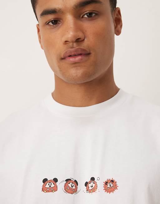 ASOS DESIGN Disney Unisex Oversized T-shirt With Mickey Mouse Prints In White