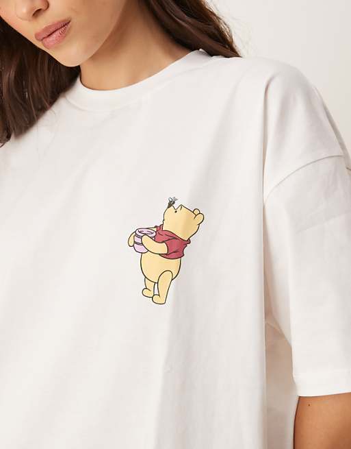ASOS DESIGN Disney Unisex Oversized T-shirt With Winnie The Pooh Prints In White
