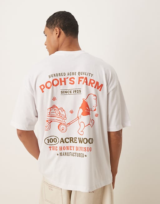 ASOS DESIGN Disney Unisex Oversized T-shirt With Winnie The Pooh Prints In White