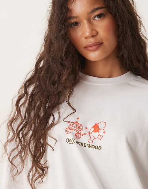 ASOS DESIGN Disney Unisex Oversized T-shirt With Winnie The Pooh Prints In White