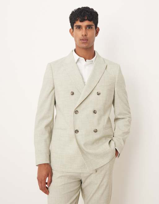 ASOS DESIGN Double-breasted Suit Jacket In Light Green