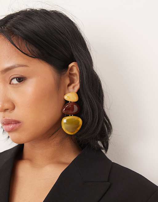 ASOS DESIGN drop earrings with resin detail