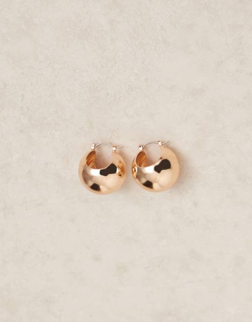 ASOS DESIGN Earrings With Large Clean Spherical Shape In Gold Tone