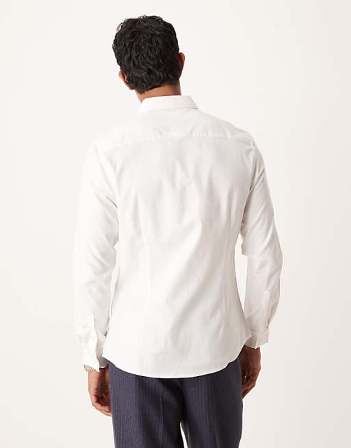 ASOS DESIGN Easy Iron Royal Oxford Slim Shirt In White