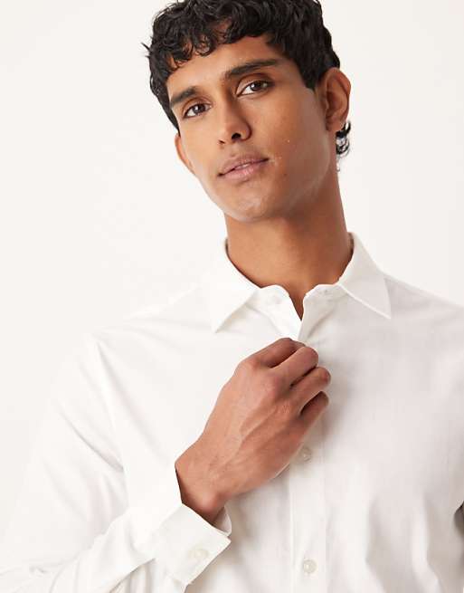 ASOS DESIGN Easy Iron Royal Oxford Slim Shirt In White