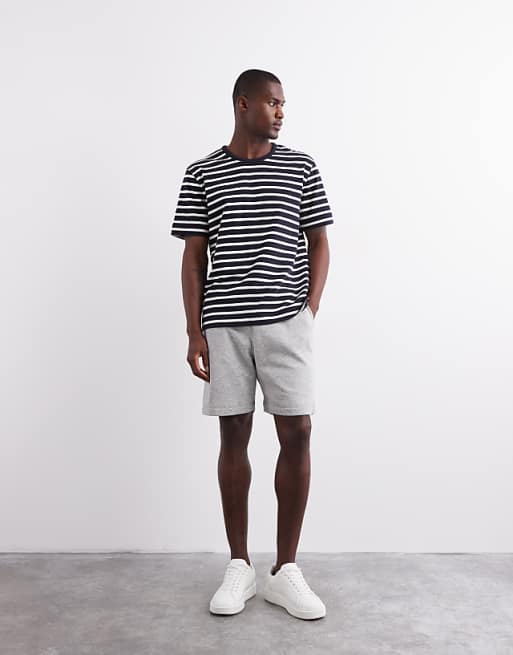 ASOS DESIGN essential mid length slim shorts in grey marl