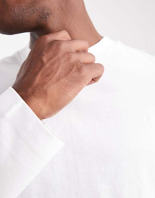 ASOS DESIGN Essential Oversized High Neck Long Sleeve T-shirt In White