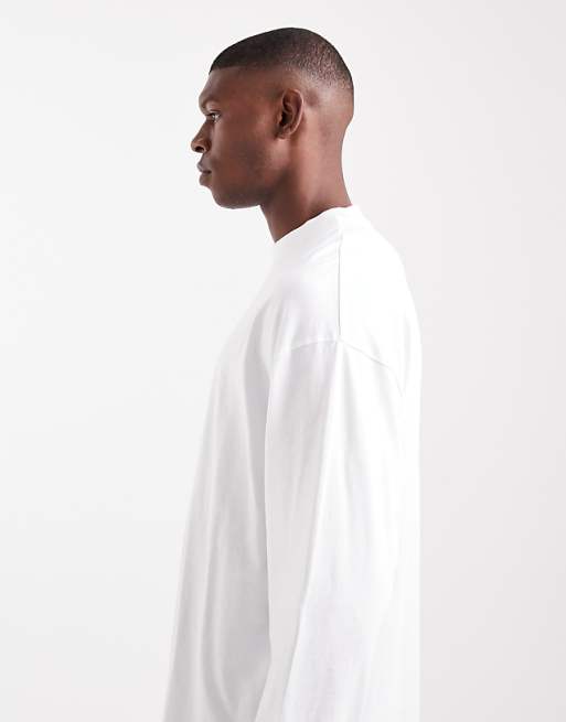 ASOS DESIGN Essential Oversized High Neck Long Sleeve T-shirt In White