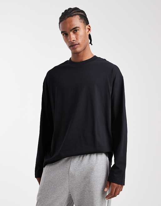 ASOS DESIGN essential oversized long sleeve t-shirt in black - BLACK
