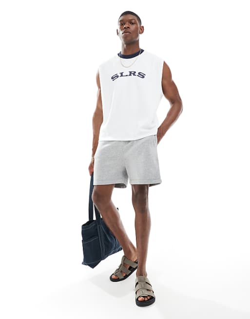 ASOS DESIGN essential slim shorts in grey marl