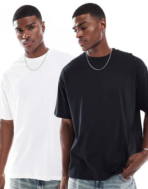 ASOS DESIGN Essentials 2 pack oversized t-shirts in black and white
