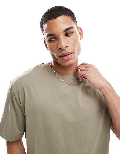 ASOS DESIGN Essentials 2 Pack Relaxed T-shirt In Cream & Khaki