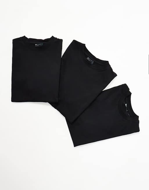 ASOS DESIGN Essentials 3 pack relaxed crew neck t-shirts in black