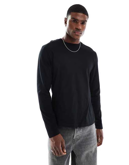 ASOS DESIGN Essentials crew neck long sleeve t-shirt in black