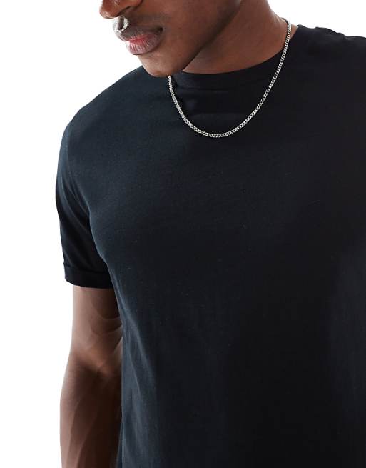 ASOS DESIGN Essentials Crew Neck T-shirt With Roll Sleeve In Black