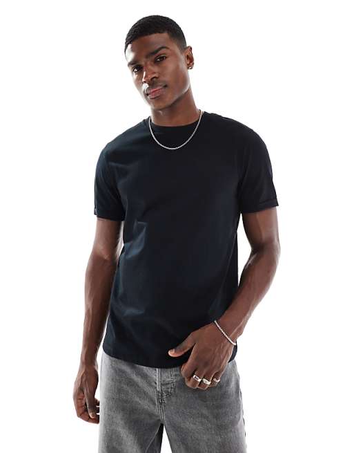 ASOS DESIGN Essentials crew neck t-shirt with roll sleeve in black