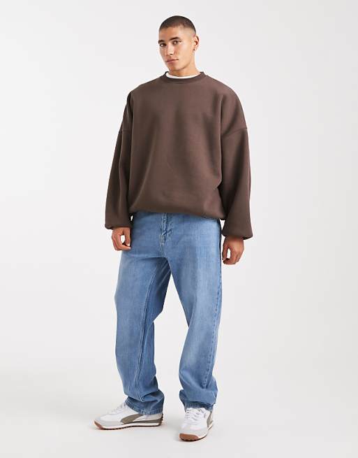 ASOS DESIGN Essentials Extreme Oversized Sweatshirt In Brown