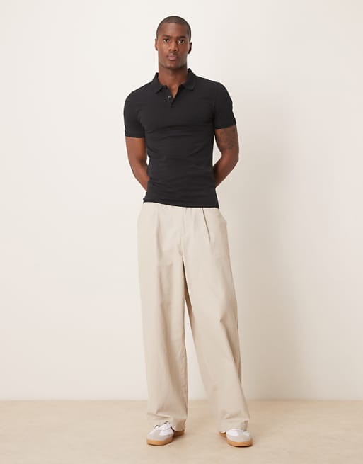 ASOS DESIGN Essentials Muscle Fit Polo In Black