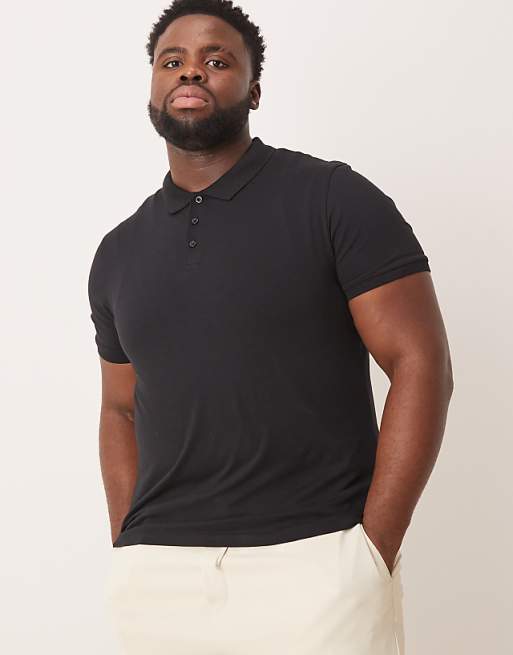 ASOS DESIGN Essentials Muscle Fit Polo In Black