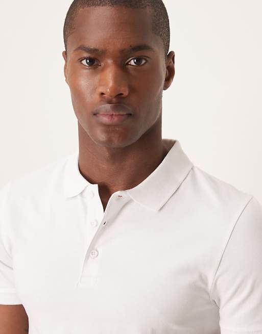 ASOS DESIGN Essentials Muscle Fit Polo In White