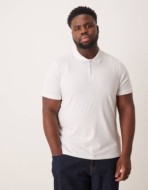 ASOS DESIGN Essentials Muscle Fit Polo In White