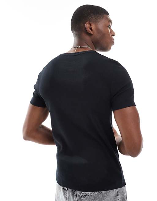 ASOS DESIGN Essentials Muscle Fit T-shirt In Black Rib