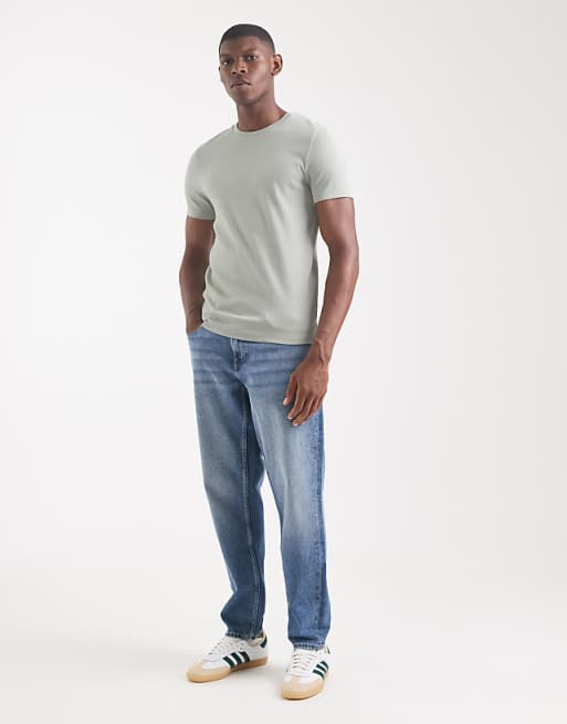 ASOS DESIGN Essentials Muscle Fit T-shirt In Light Green Rib