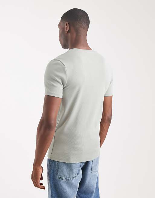 ASOS DESIGN Essentials Muscle Fit T-shirt In Light Green Rib