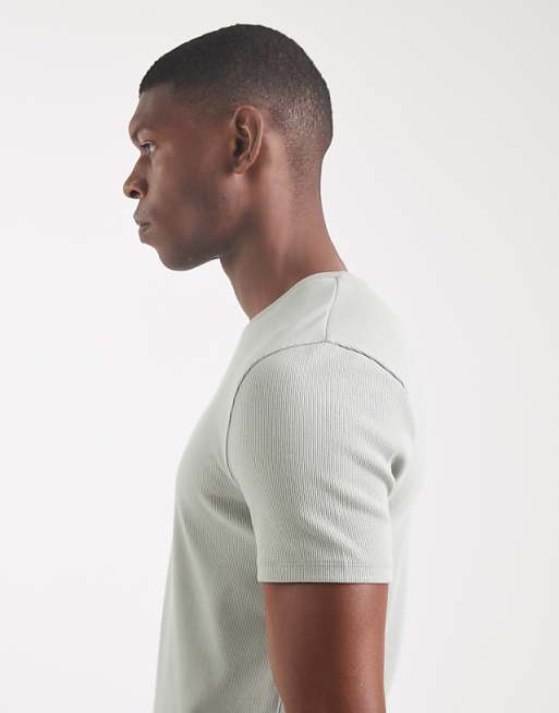 ASOS DESIGN Essentials Muscle Fit T-shirt In Light Green Rib