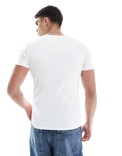 ASOS DESIGN Essentials Muscle Fit T-shirt In White Rib