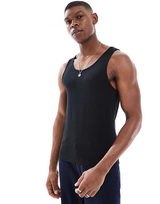 ASOS DESIGN Essentials muscle fit vest in black