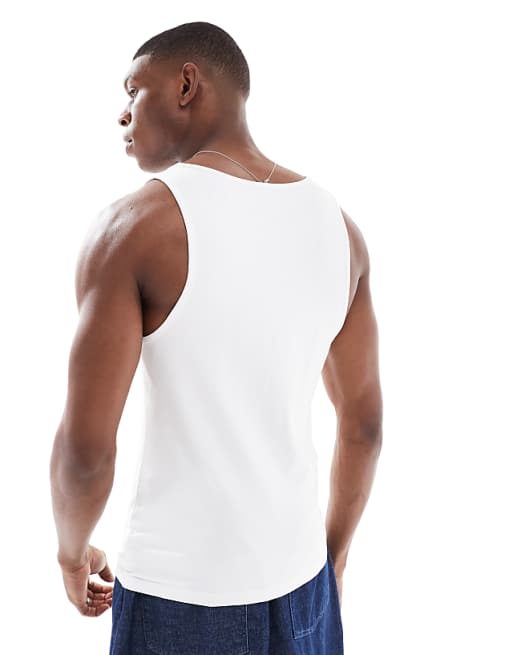 ASOS DESIGN Essentials Muscle Fit Vest In White