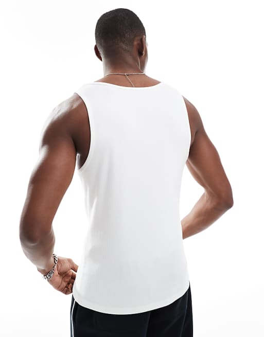 ASOS DESIGN Essentials Muscle Fit Vest In White Rib