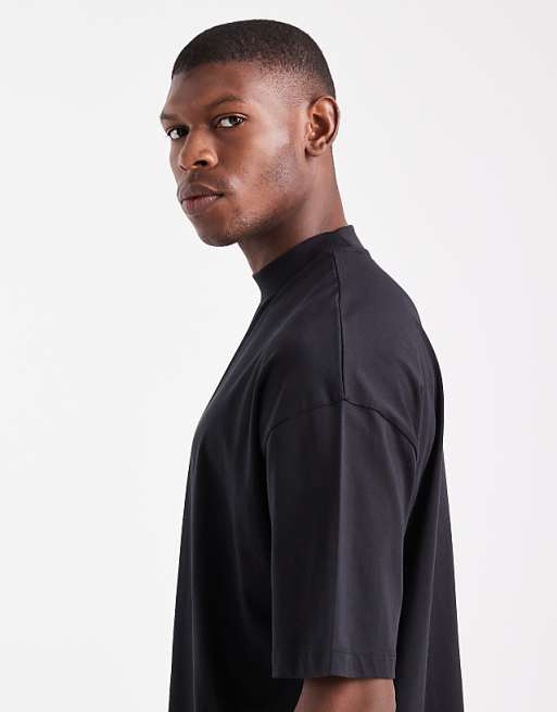 ASOS DESIGN Essentials Oversized High Neck T-shirt In Black