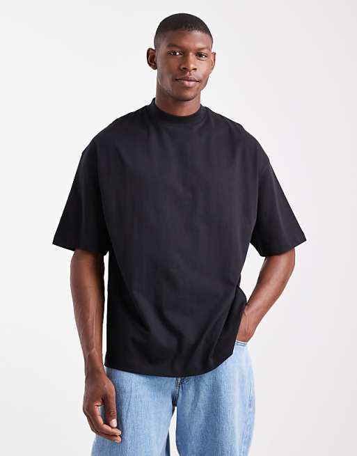 ASOS DESIGN Essentials oversized high neck t-shirt in black