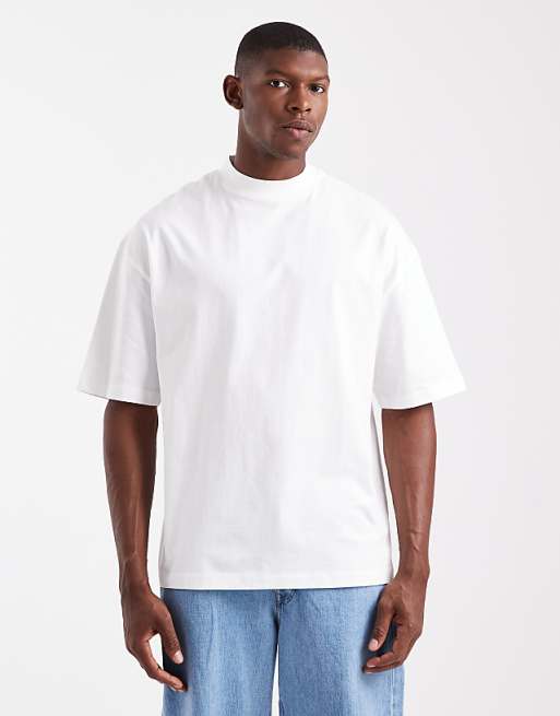 ASOS DESIGN Essentials oversized high neck t-shirt in White