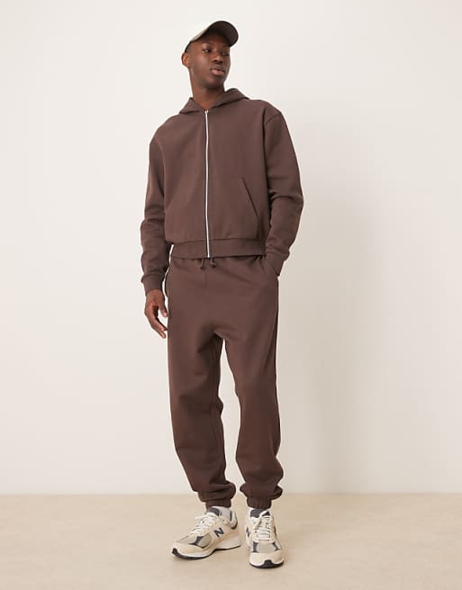 ASOS DESIGN essentials oversized joggers in brown