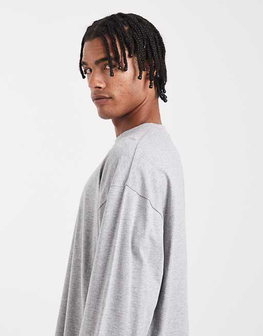 ASOS DESIGN Essentials Oversized Long Sleeve T-shirt In Grey Marl
