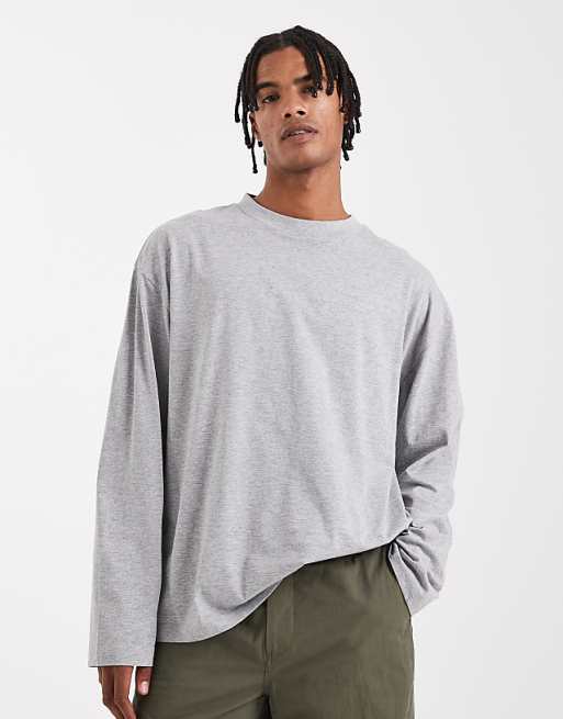ASOS DESIGN Essentials oversized long sleeve t-shirt in grey marl