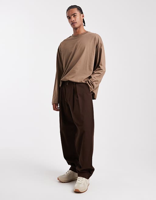 ASOS DESIGN Essentials Oversized Long Sleeve T-shirt In Brown