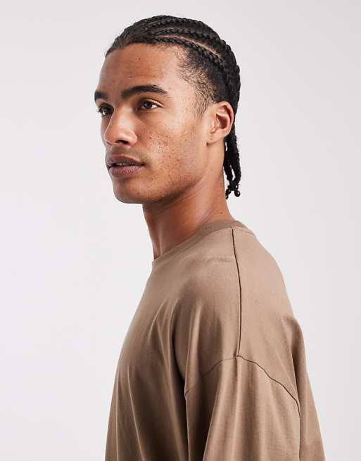 ASOS DESIGN Essentials Oversized Long Sleeve T-shirt In Brown