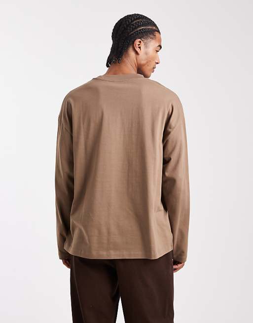 ASOS DESIGN Essentials Oversized Long Sleeve T-shirt In Brown