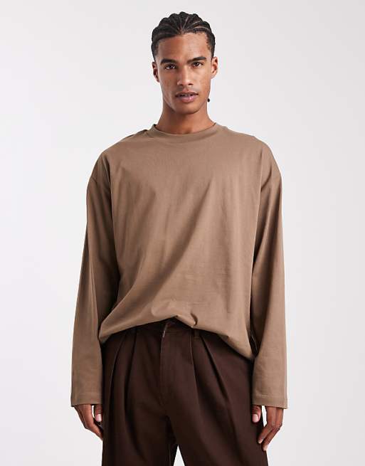 ASOS DESIGN Essentials oversized long sleeve t-shirt in brown