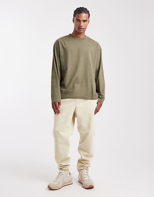 ASOS DESIGN Essentials Oversized Long Sleeve T-shirt In Khaki