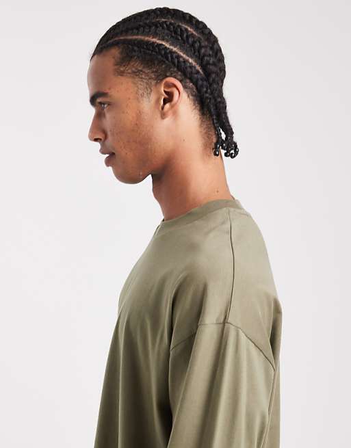 ASOS DESIGN Essentials Oversized Long Sleeve T-shirt In Khaki